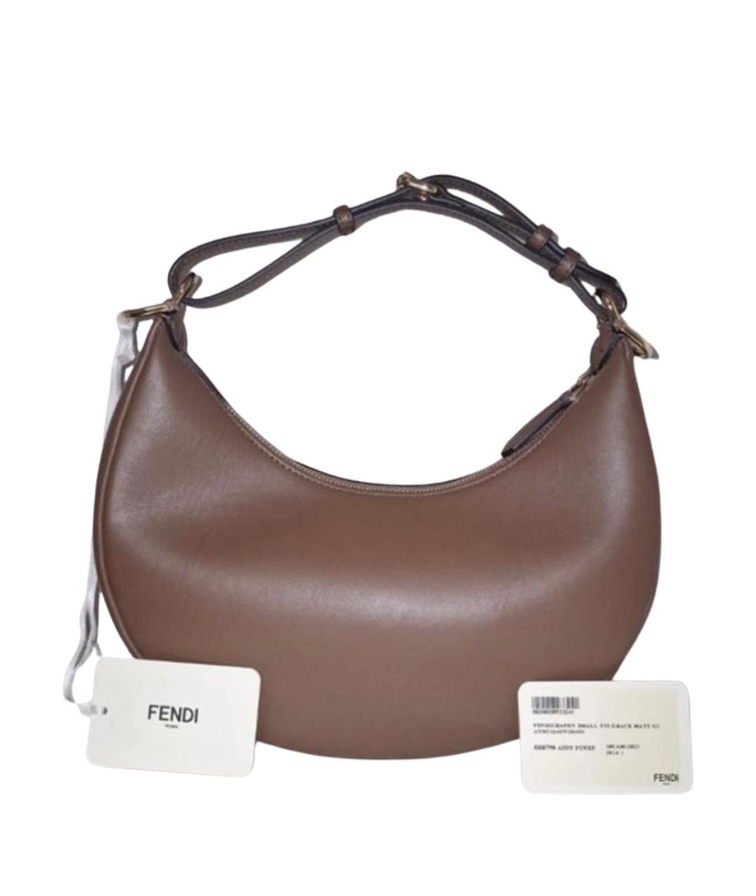 FENDI Бежевая кожаная сумка с короткими ручками, фото 1