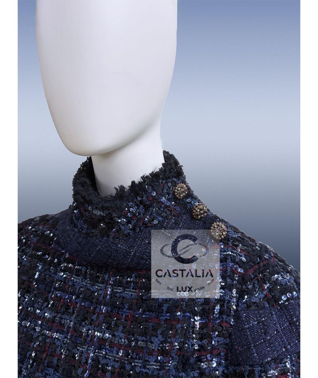 CHANEL Темно-синее твидовое вечернее платье, фото 6