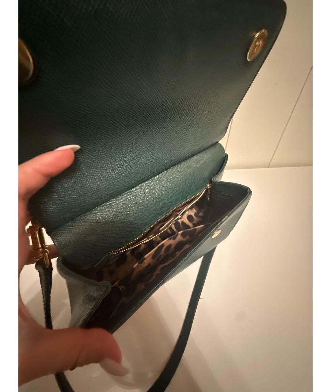 DOLCE&GABBANA Зеленая кожаная сумка с короткими ручками, фото 4