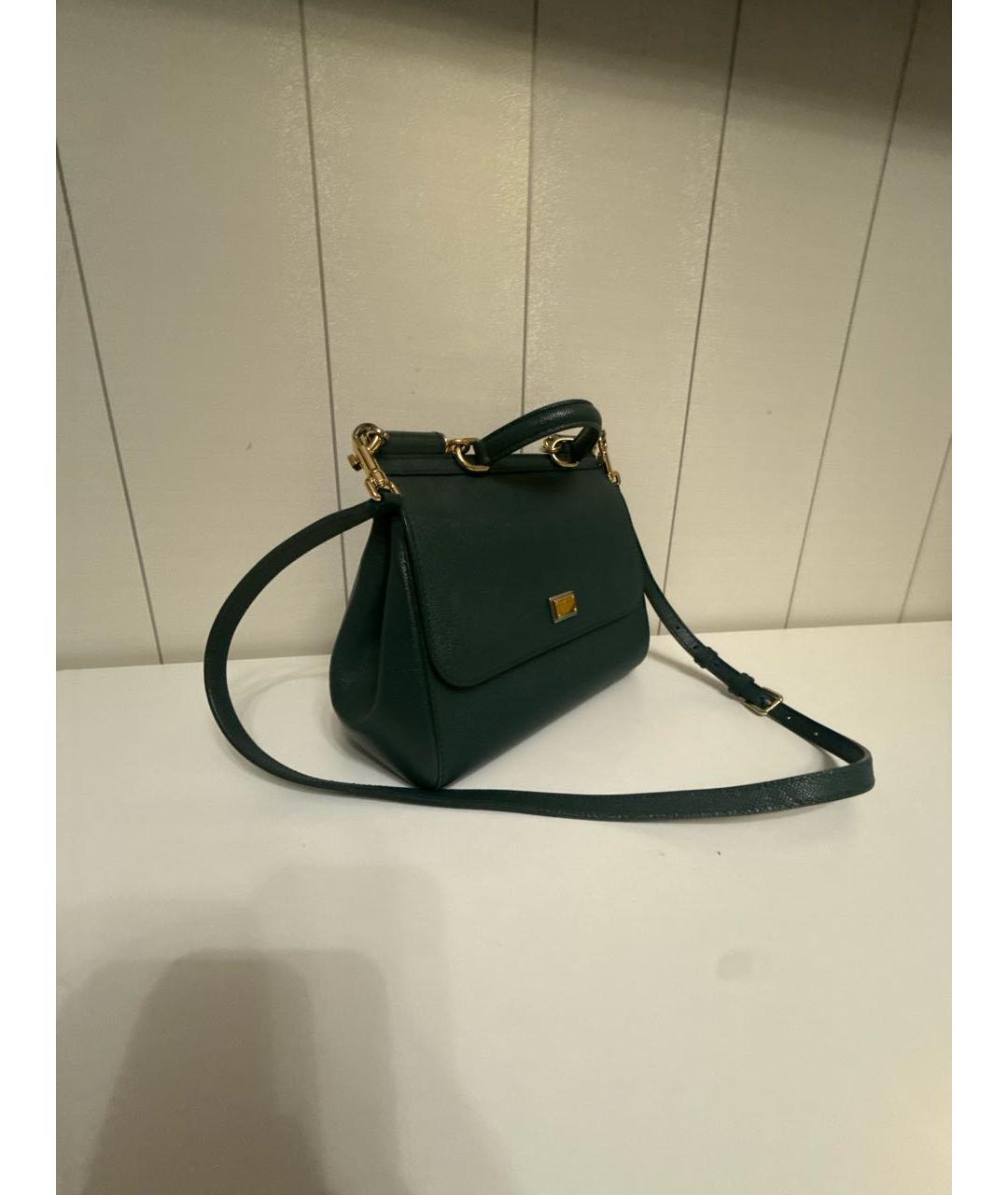 DOLCE&GABBANA Зеленая кожаная сумка с короткими ручками, фото 2