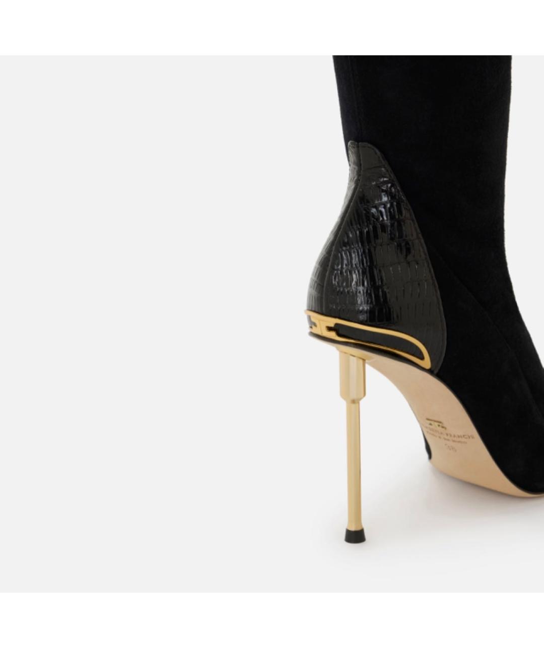 ELISABETTA FRANCHI Черные замшевые сапоги, фото 4