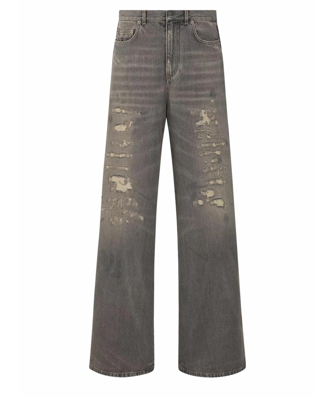 CHRISTIAN DIOR Серые хлопковые прямые джинсы, фото 1
