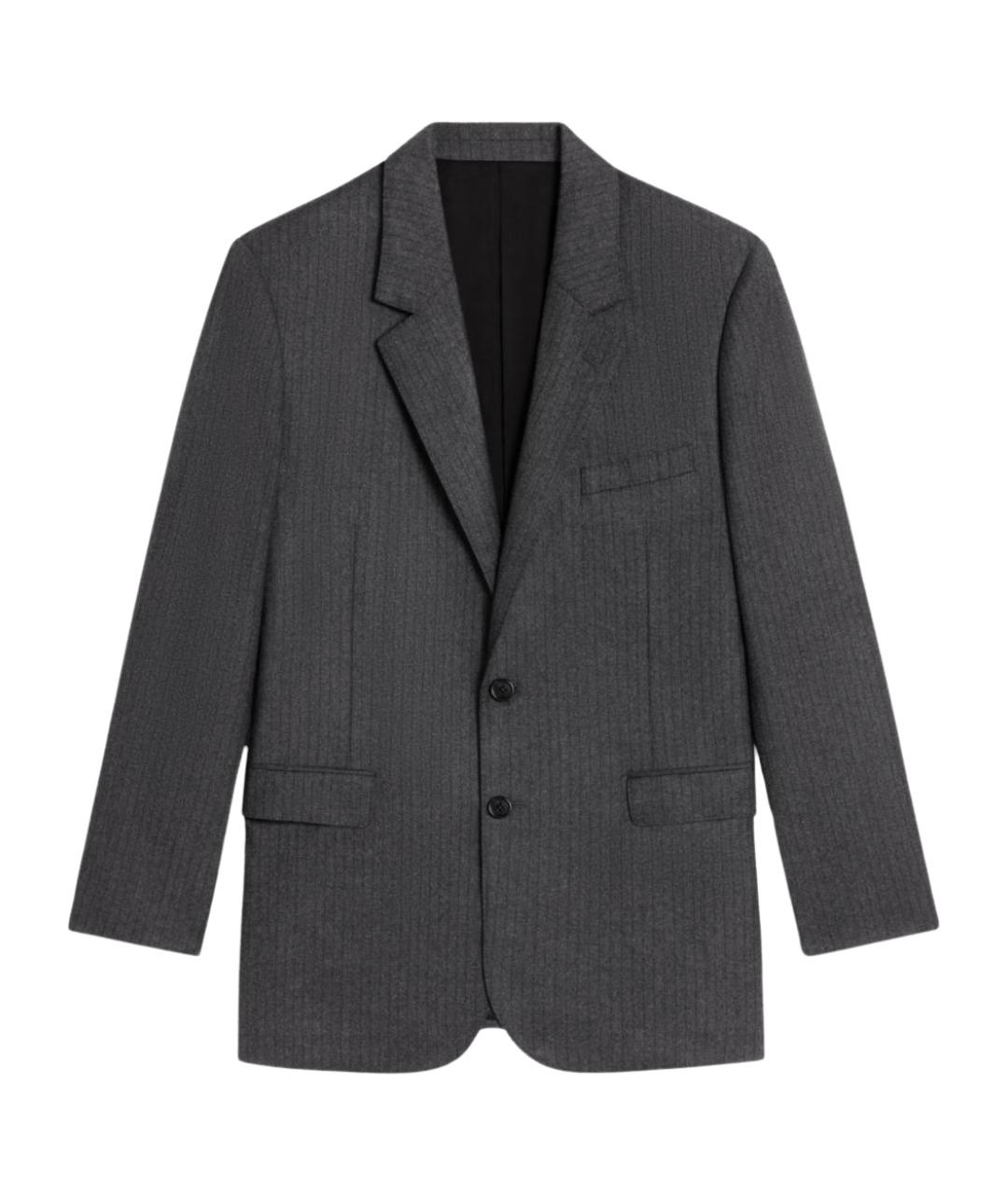 CELINE Антрацитовый шерстяной жакет/пиджак, фото 1