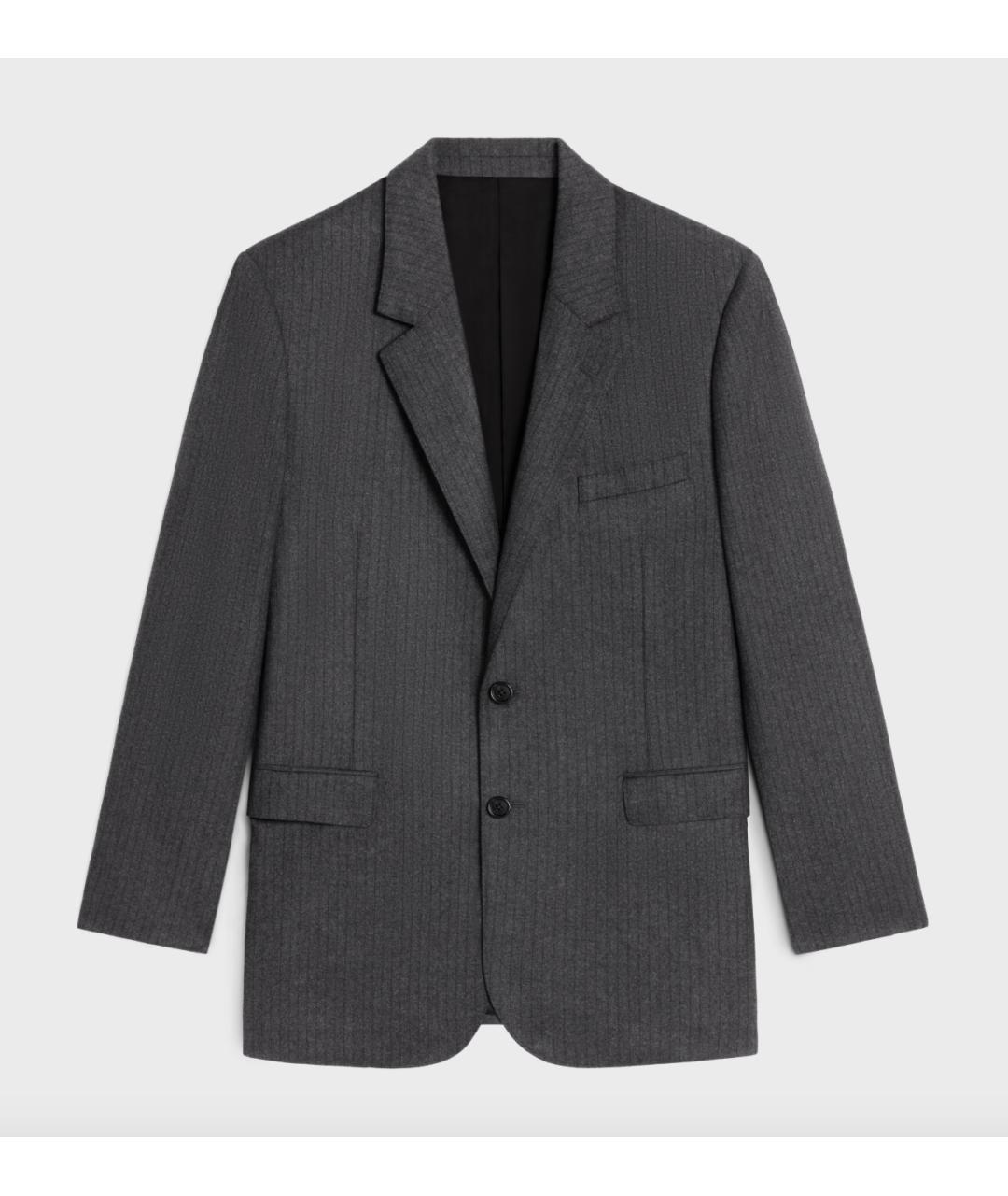 CELINE Антрацитовый шерстяной жакет/пиджак, фото 4