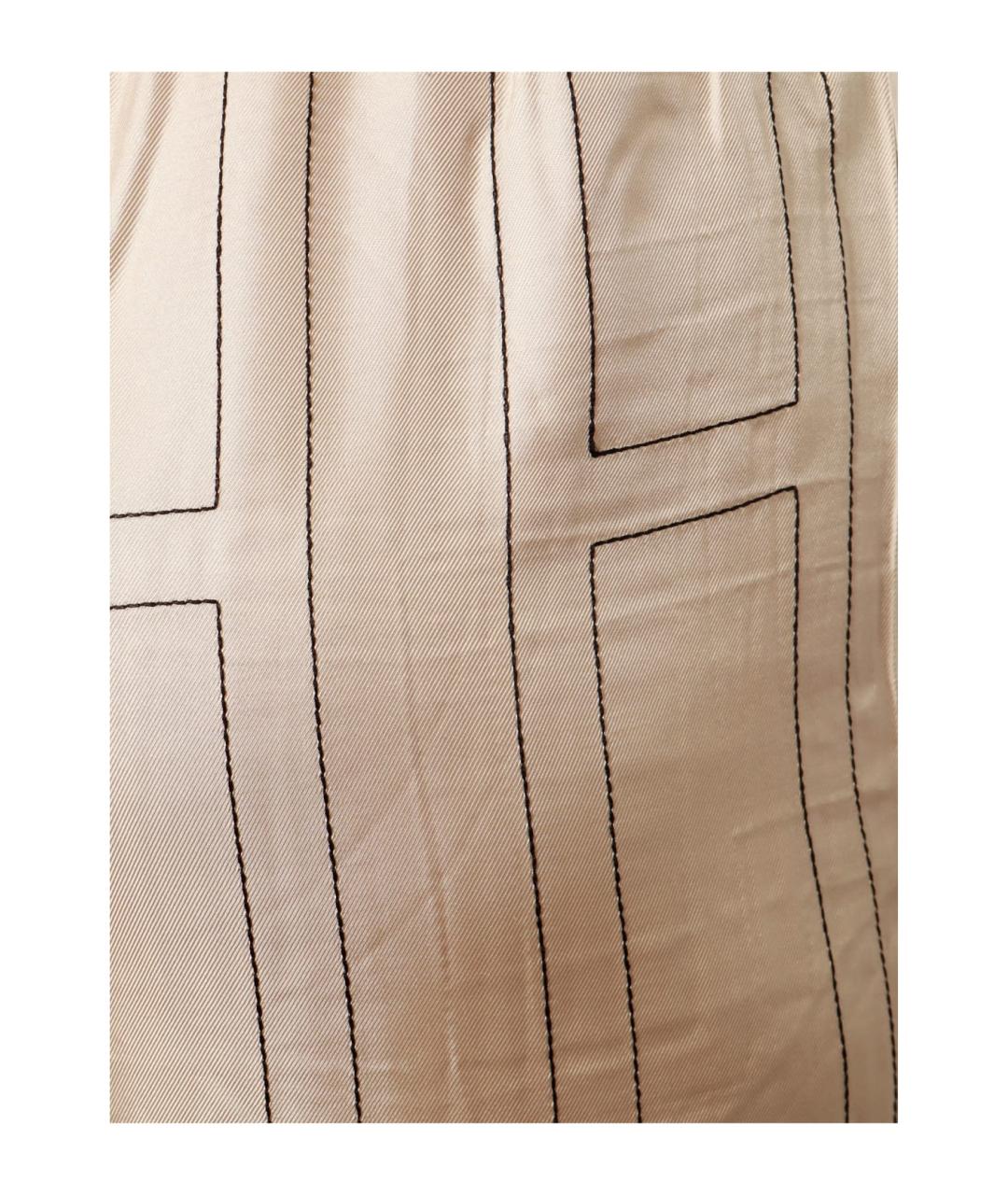 TOTEME Бежевые шелковые прямые брюки, фото 2