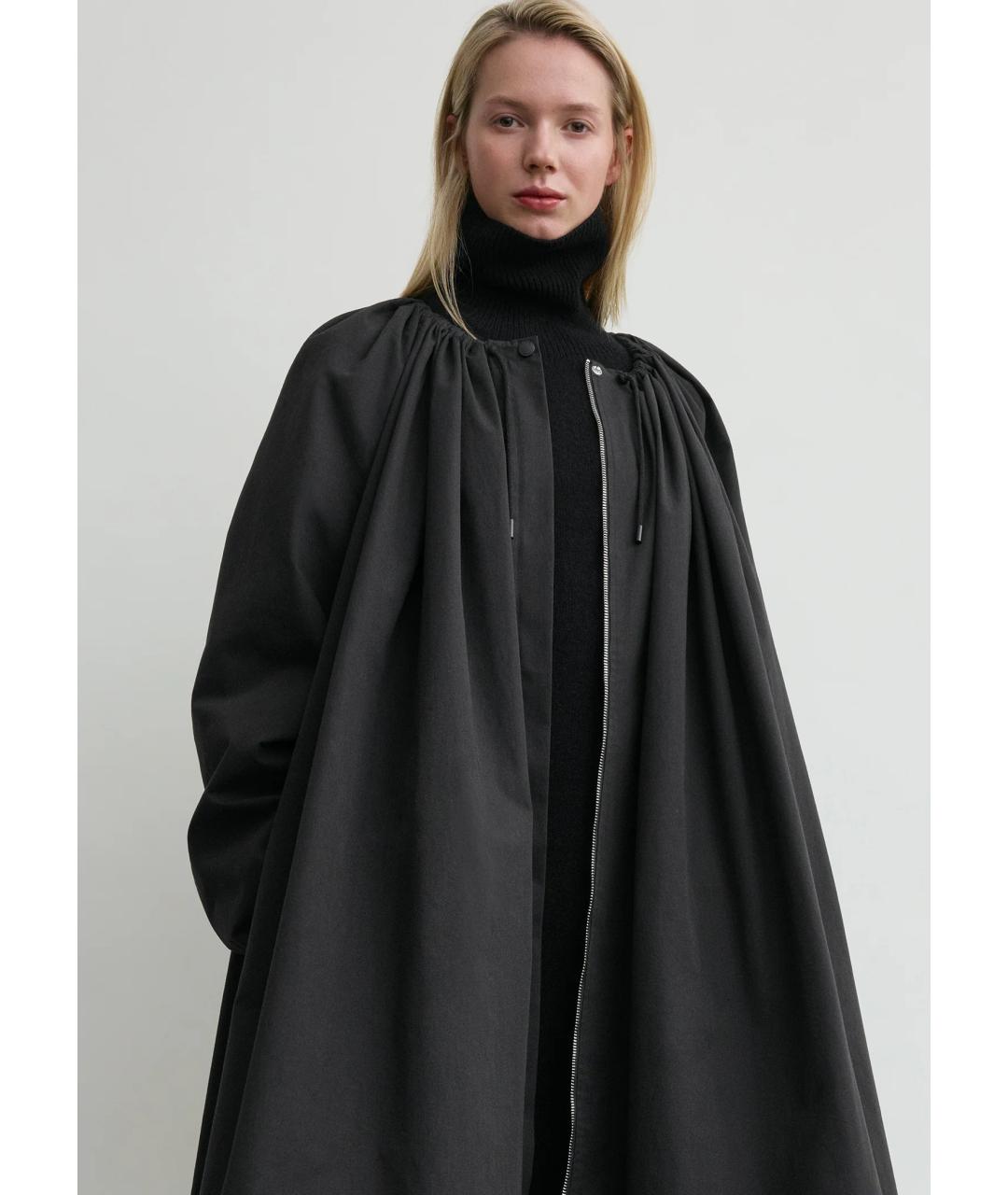 TOTEME Черный хлопко-эластановый тренч/плащ, фото 5