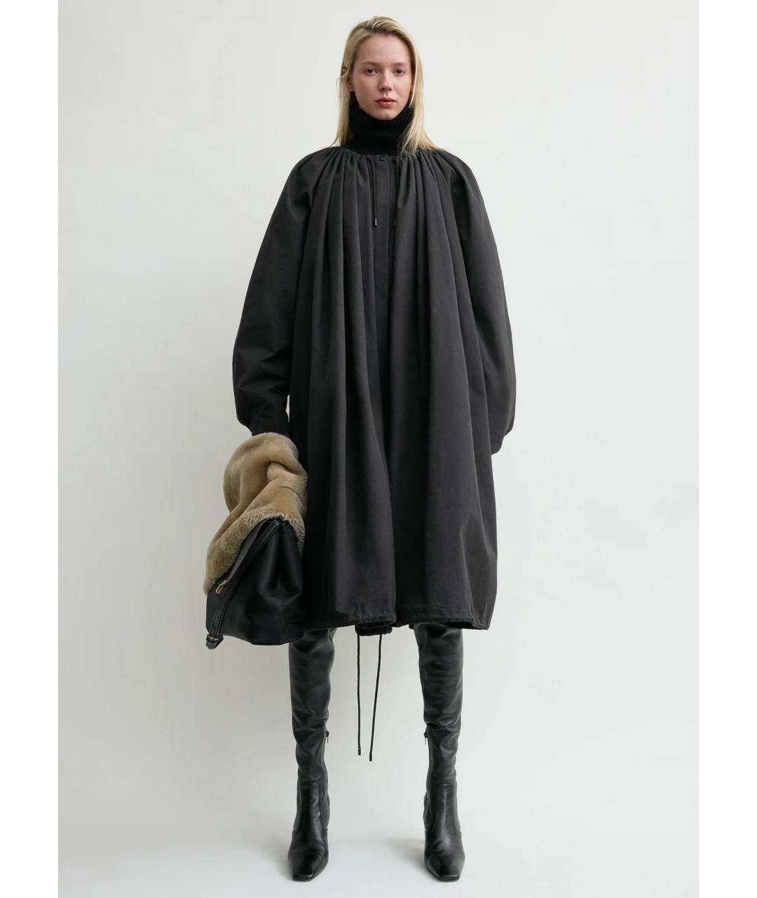 TOTEME Черный хлопко-эластановый тренч/плащ, фото 2
