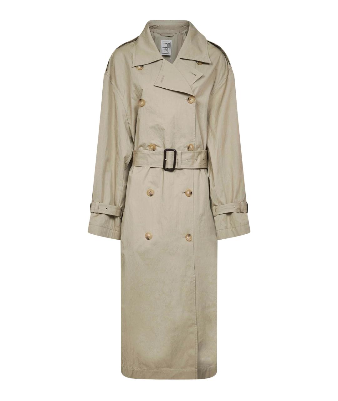 TOTEME Бежевый хлопко-эластановый тренч/плащ, фото 1