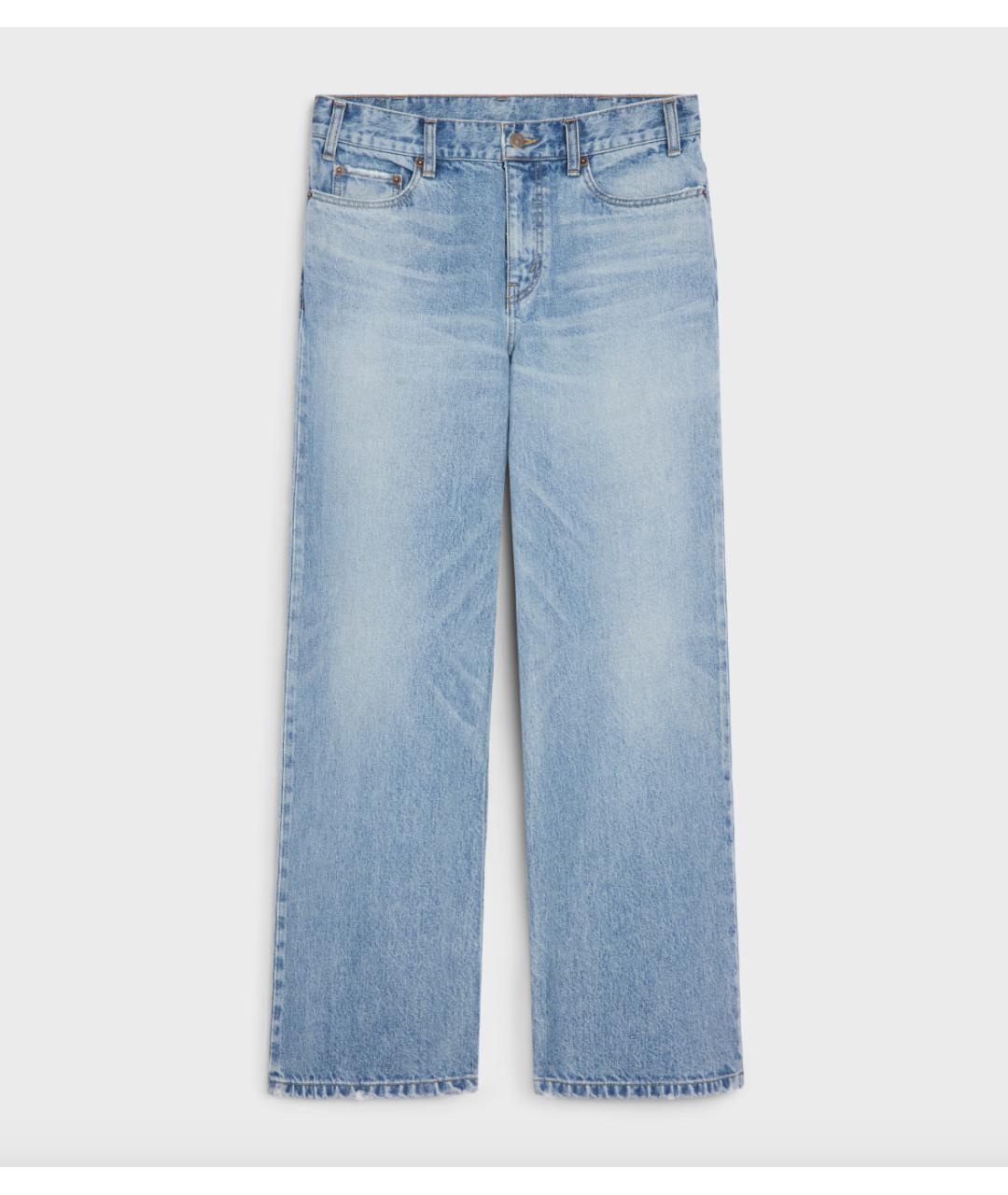 CELINE Голубые хлопковые прямые джинсы, фото 5