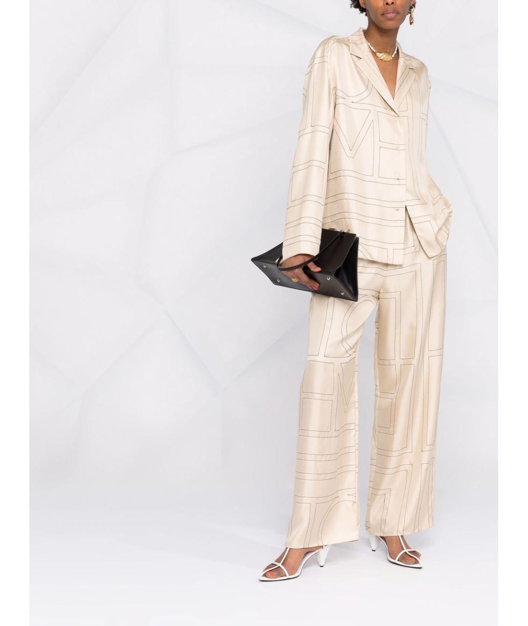 TOTEME Бежевые шелковые прямые брюки, фото 2