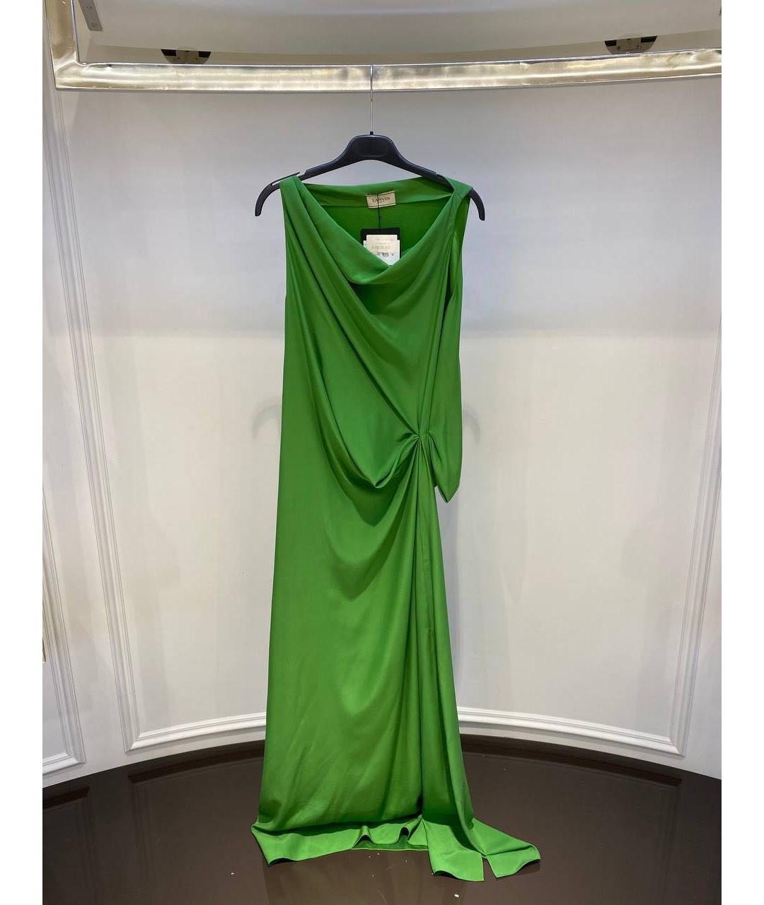 LANVIN Зеленые хлопковое вечернее платье, фото 3