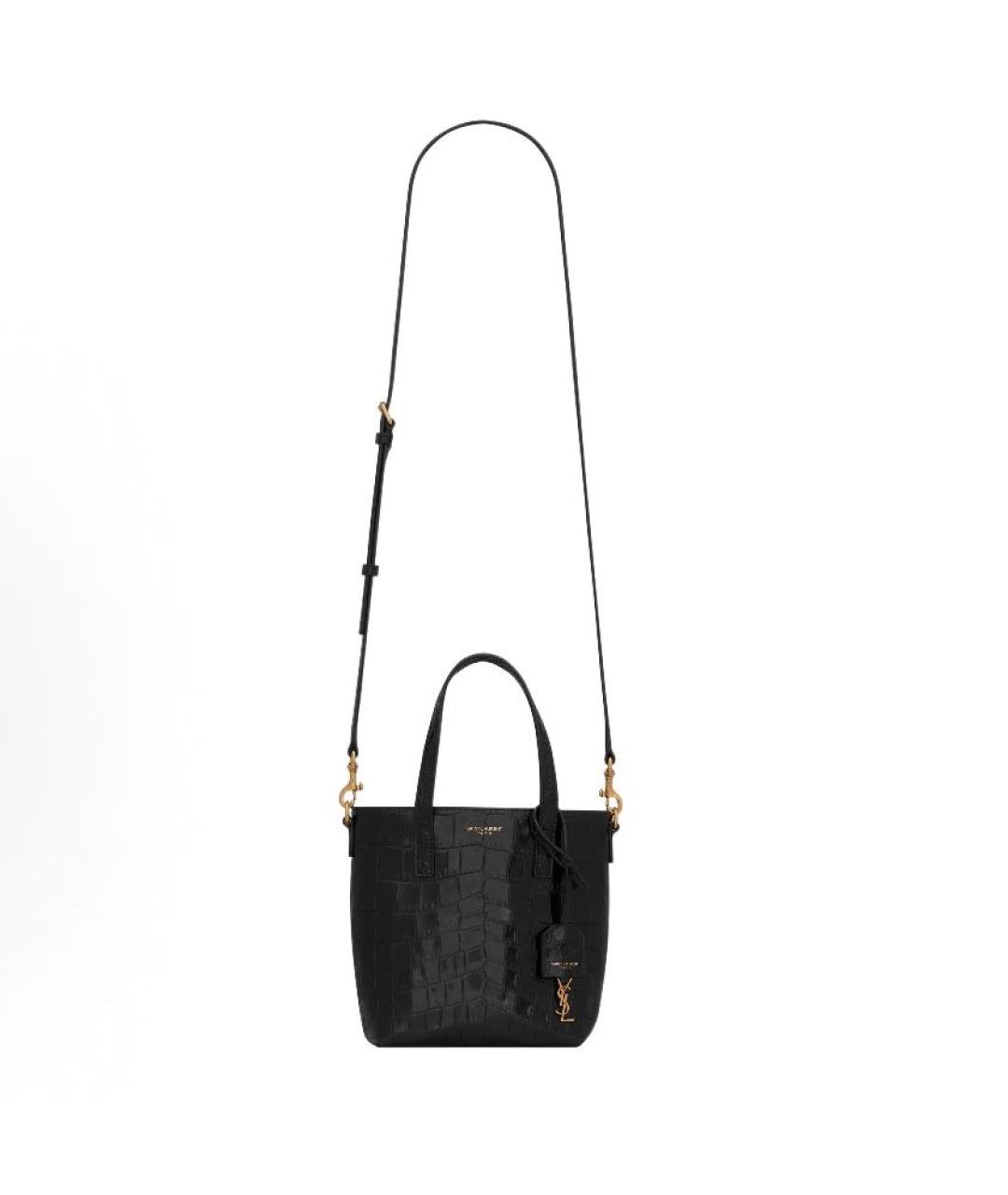 SAINT LAURENT Черная кожаная сумка с короткими ручками, фото 4