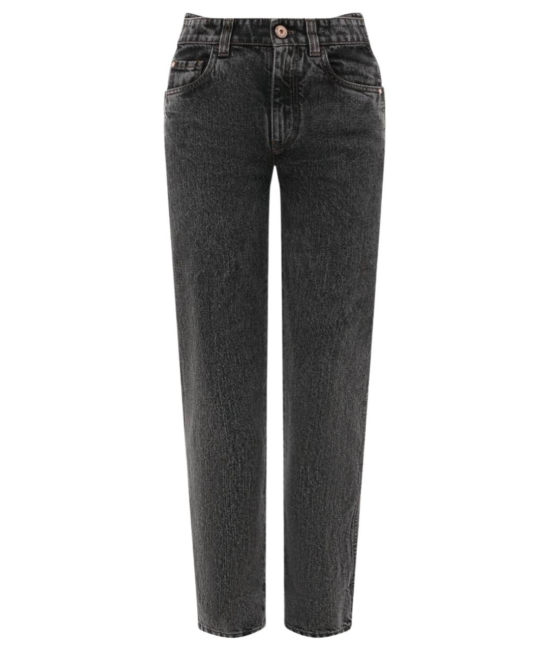 BRUNELLO CUCINELLI Серые хлопковые прямые джинсы, фото 1