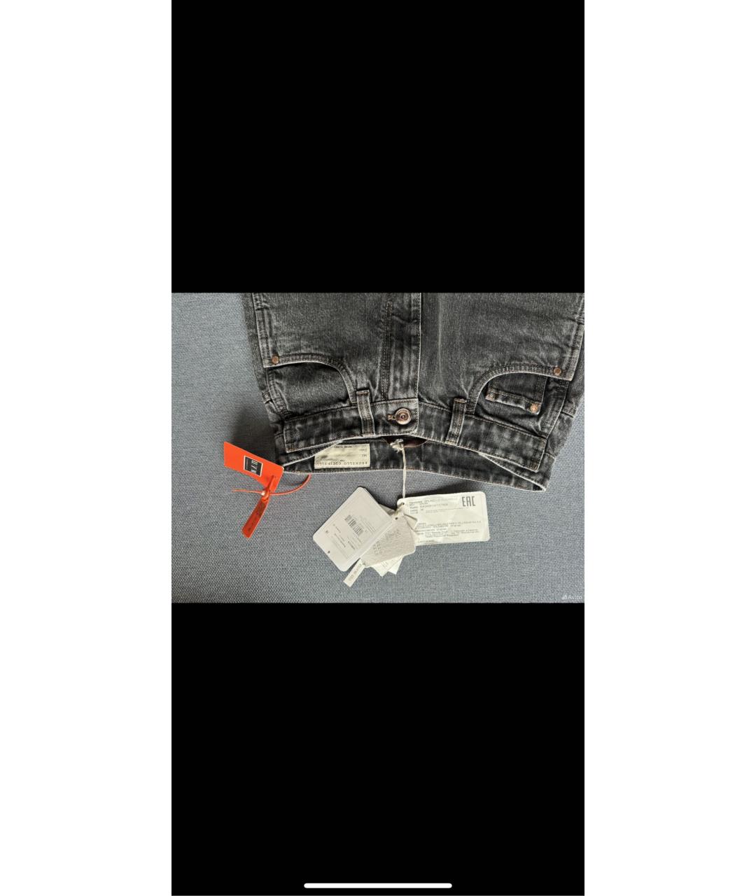 BRUNELLO CUCINELLI Серые хлопковые прямые джинсы, фото 4