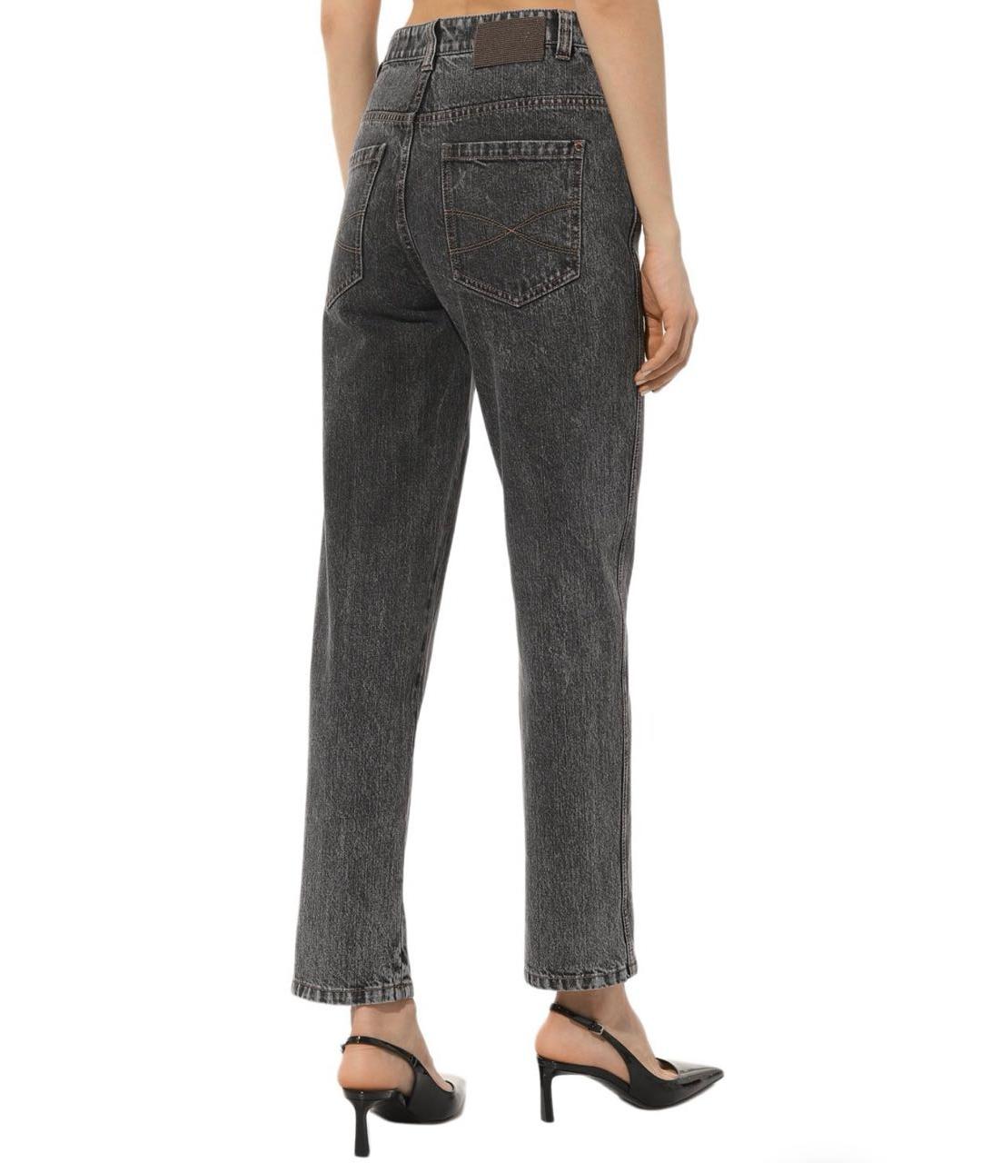 BRUNELLO CUCINELLI Серые хлопковые прямые джинсы, фото 2