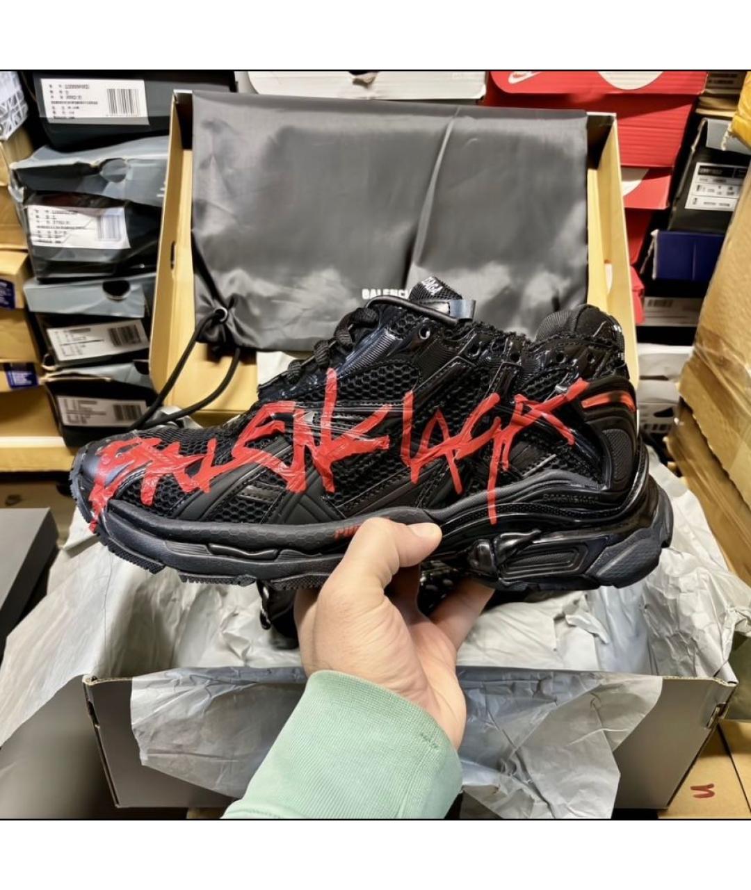 BALENCIAGA Черные текстильные низкие кроссовки / кеды, фото 9