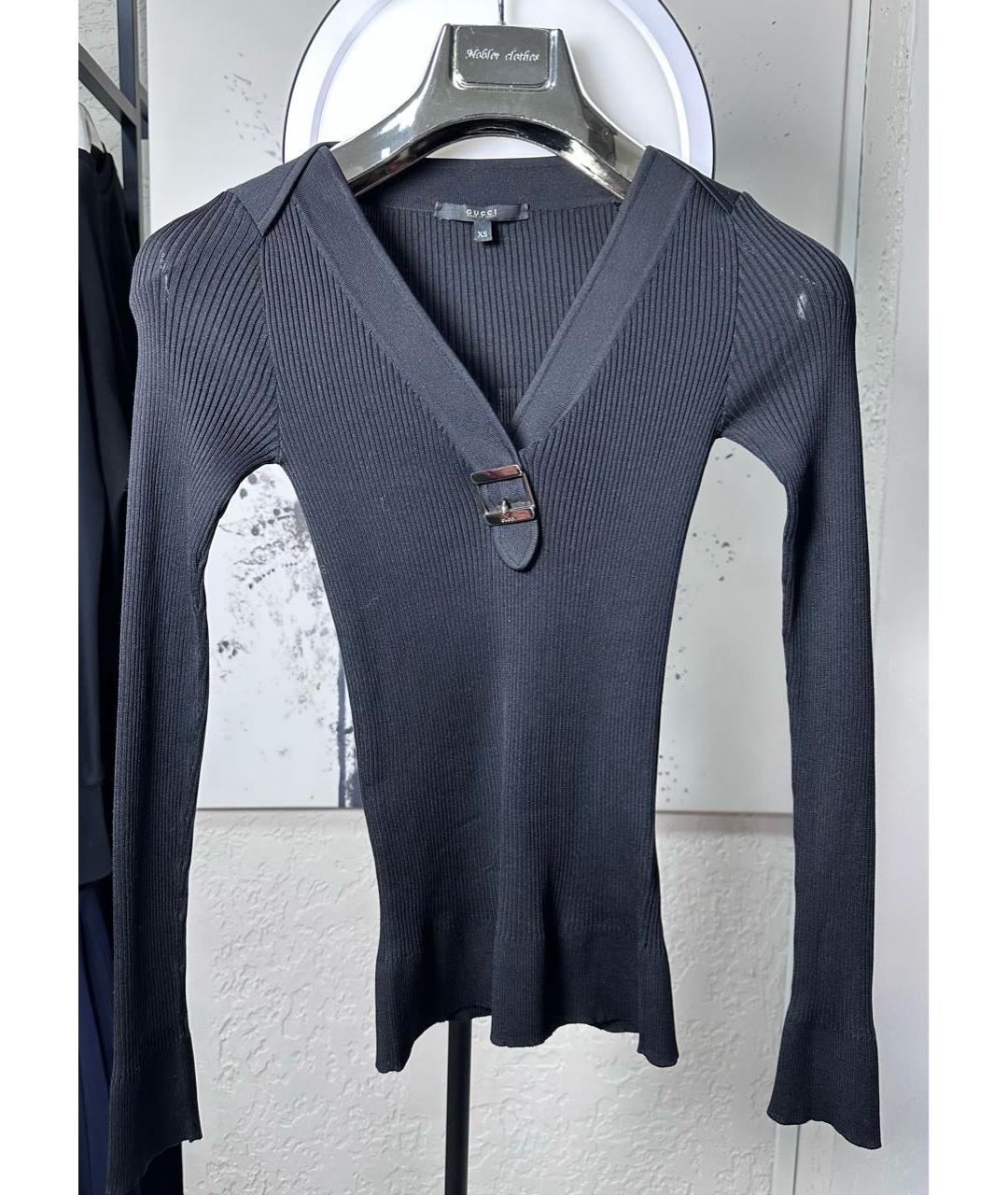 GUCCI Черный шелковый джемпер / свитер, фото 9