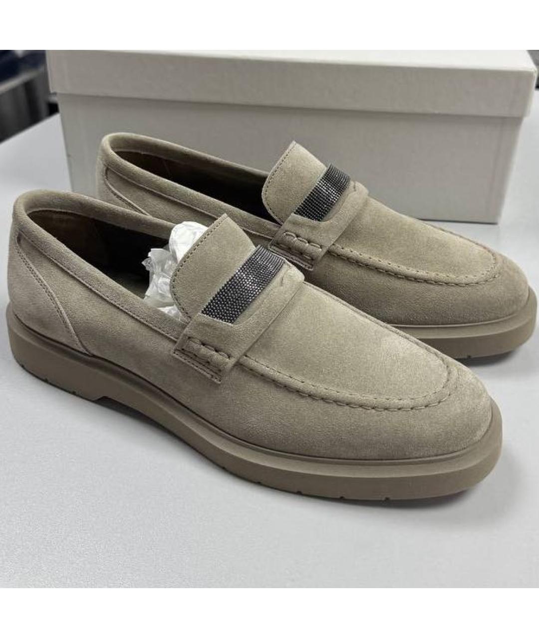 BRUNELLO CUCINELLI Бежевые замшевые лоферы, фото 5