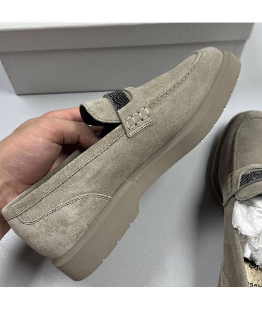 BRUNELLO CUCINELLI Бежевые замшевые лоферы, фото 3