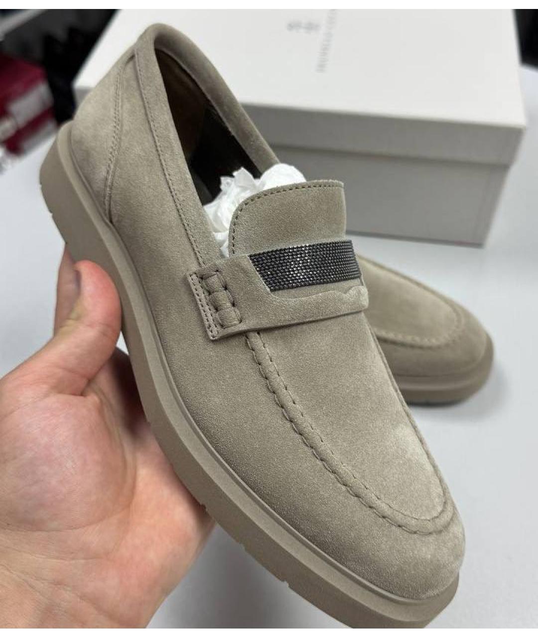 BRUNELLO CUCINELLI Бежевые замшевые лоферы, фото 2