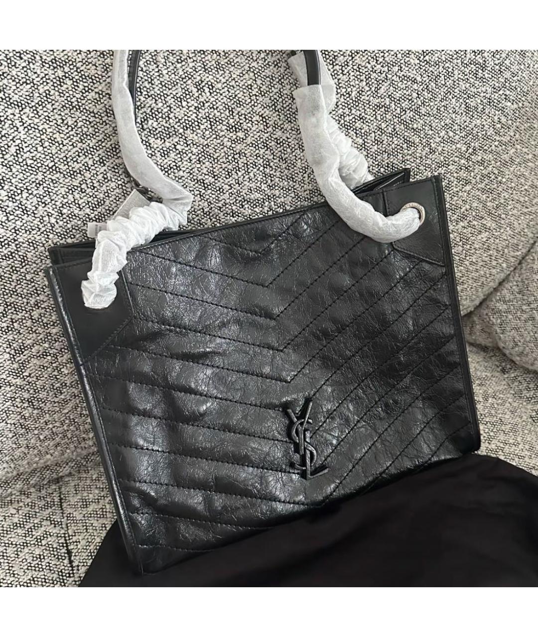 SAINT LAURENT Черная кожаная сумка через плечо, фото 2