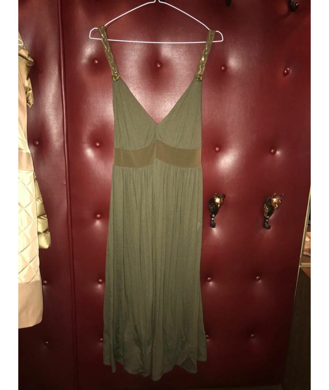 CHLOE Хаки вискозное повседневное платье, фото 9