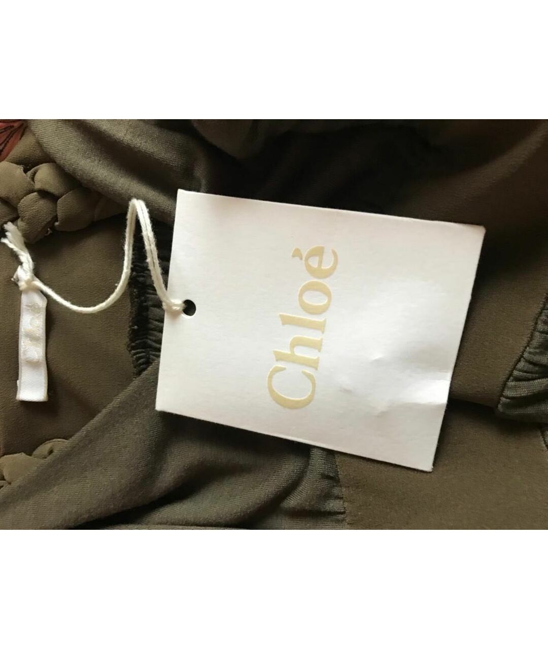 CHLOE Хаки вискозное повседневное платье, фото 2