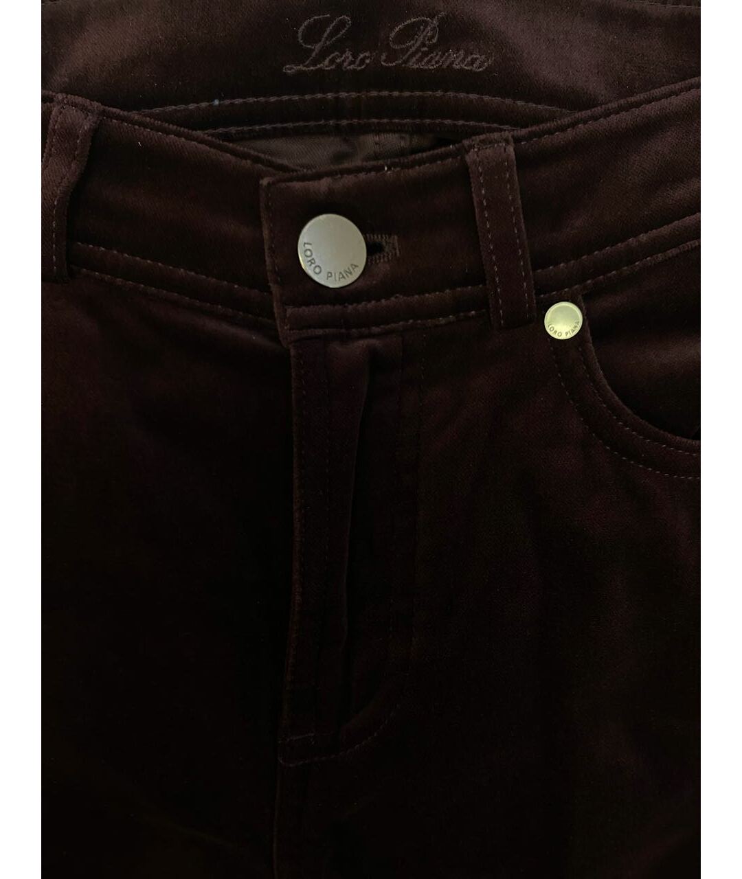 LORO PIANA Бордовые хлопко-эластановые брюки узкие, фото 3