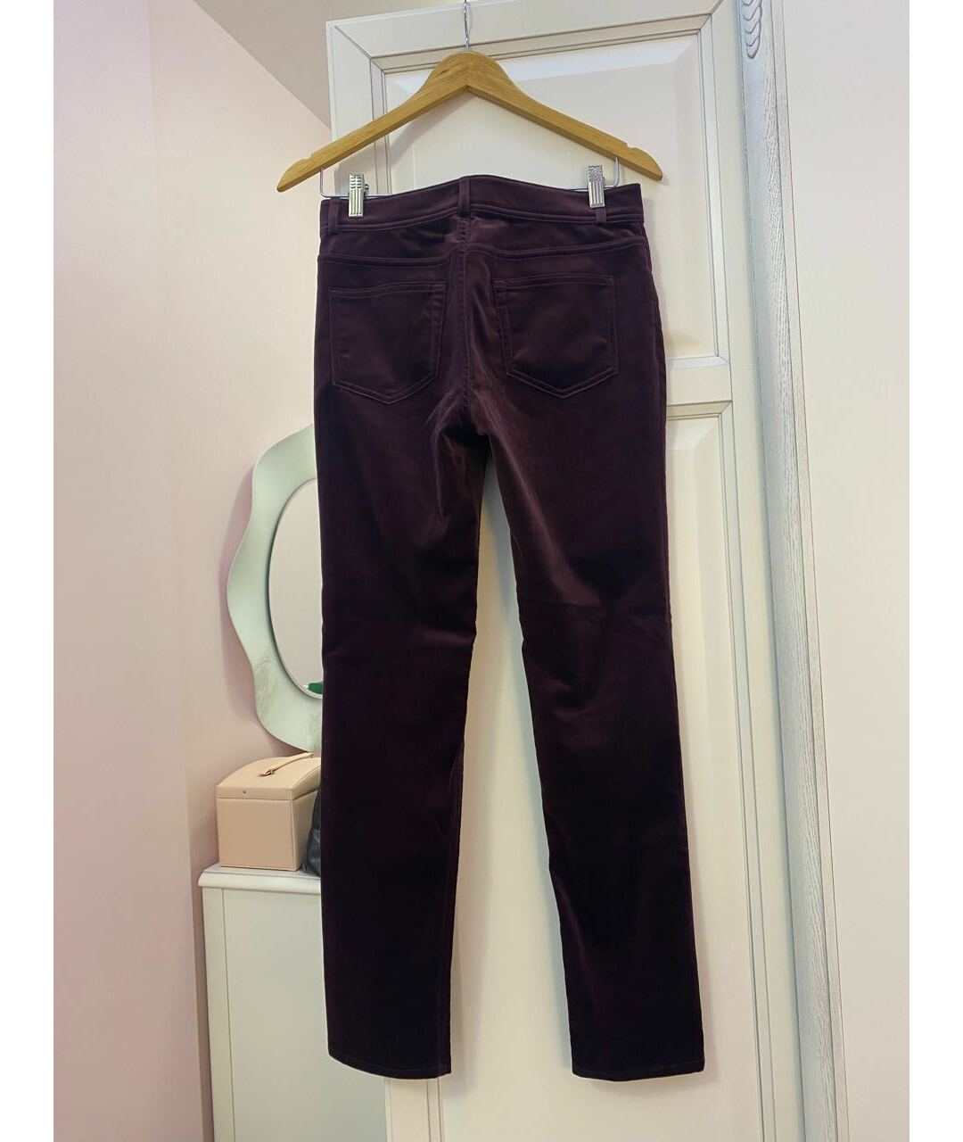 LORO PIANA Бордовые хлопко-эластановые брюки узкие, фото 2