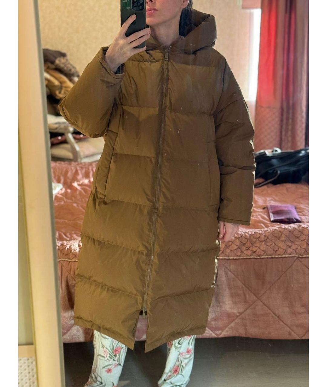 YVES SALOMON Коричневый полиэстеровый пуховик, фото 8