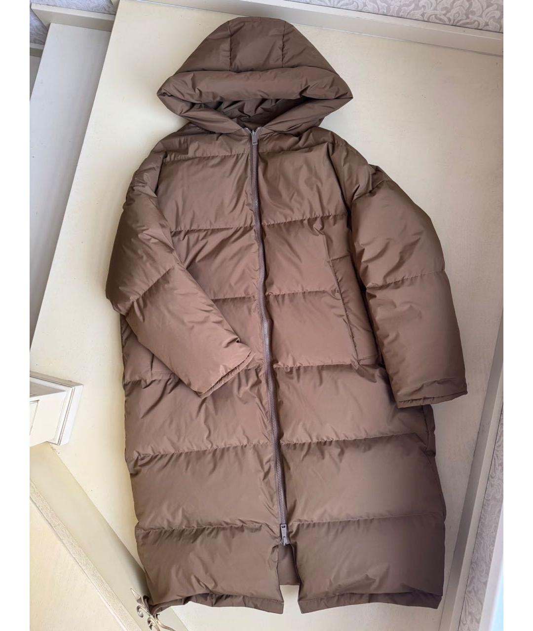 YVES SALOMON Коричневый полиэстеровый пуховик, фото 6