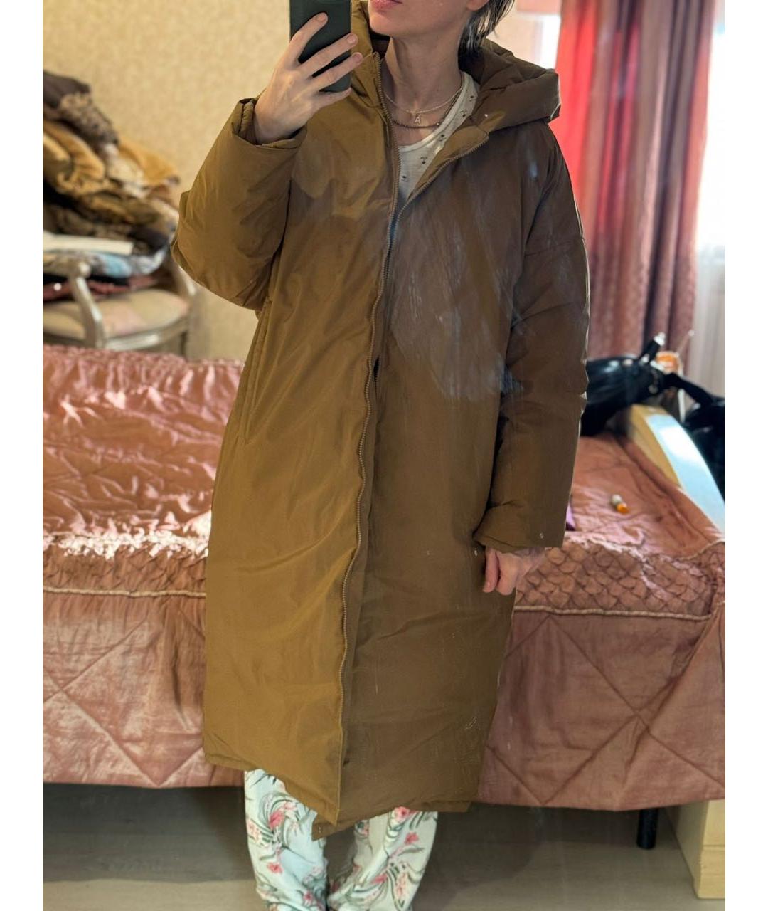 YVES SALOMON Коричневый полиэстеровый пуховик, фото 3