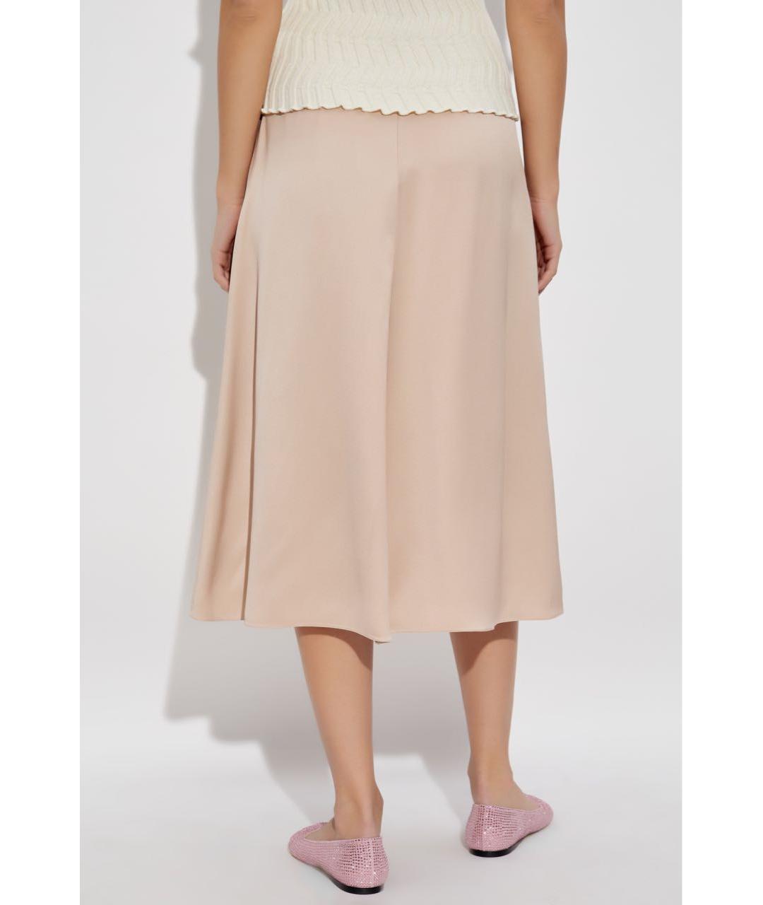 FENDI Бежевая шелковая юбка миди, фото 4