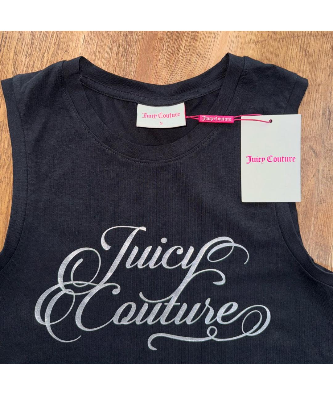 JUICY COUTURE Черная хлопковая майка, фото 4