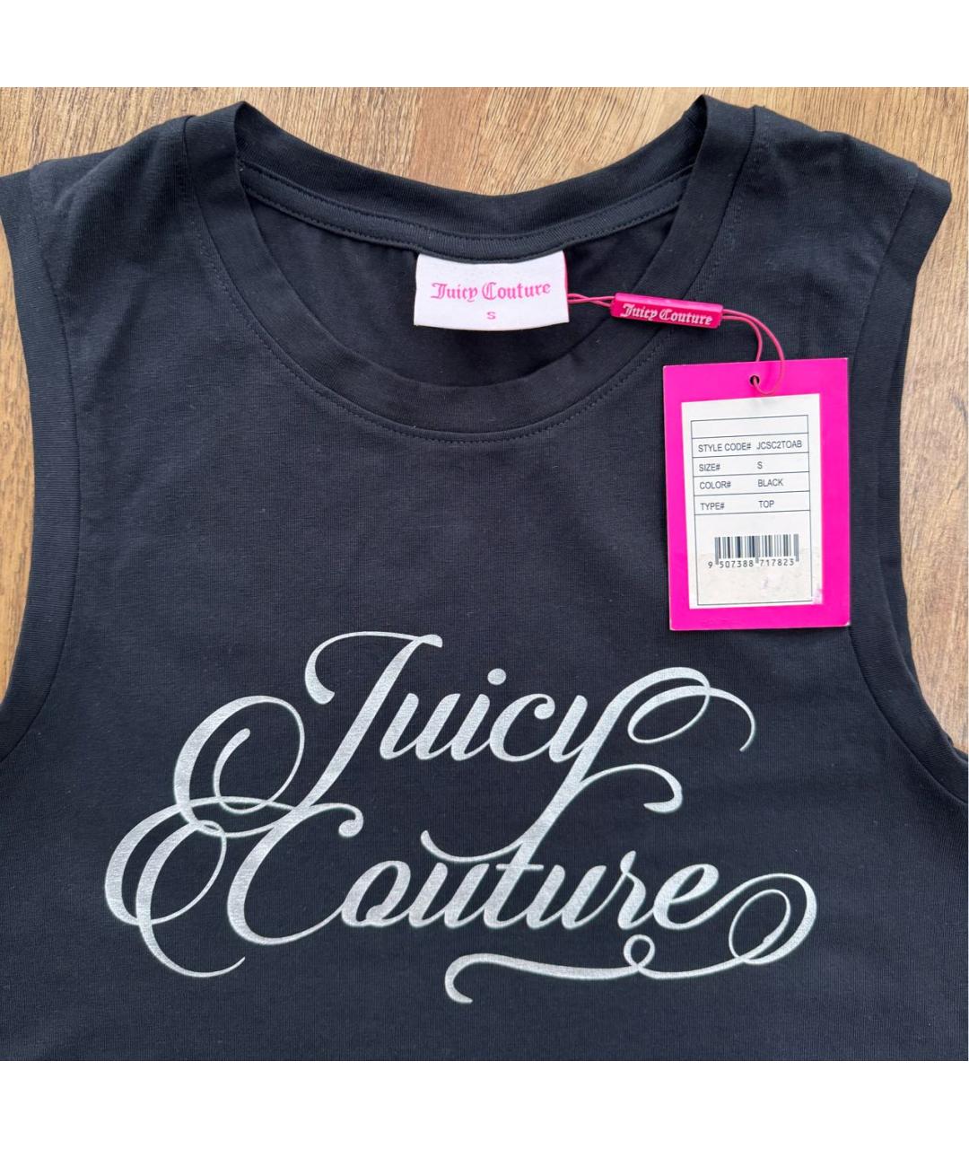 JUICY COUTURE Черная хлопковая майка, фото 3