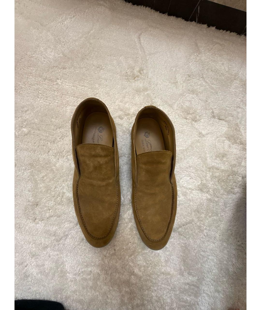 LORO PIANA Бежевые замшевые лоферы, фото 3