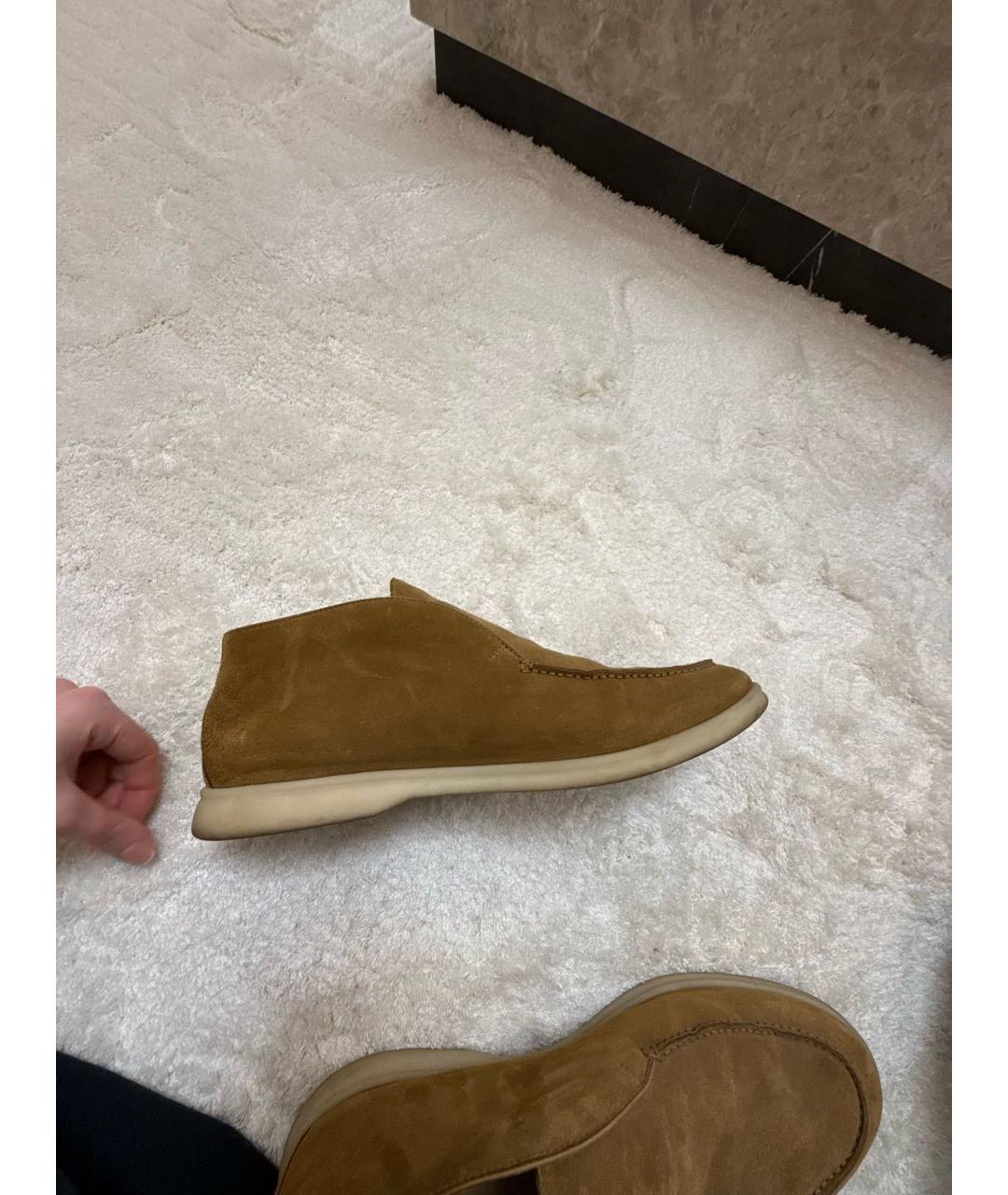 LORO PIANA Бежевые замшевые лоферы, фото 5