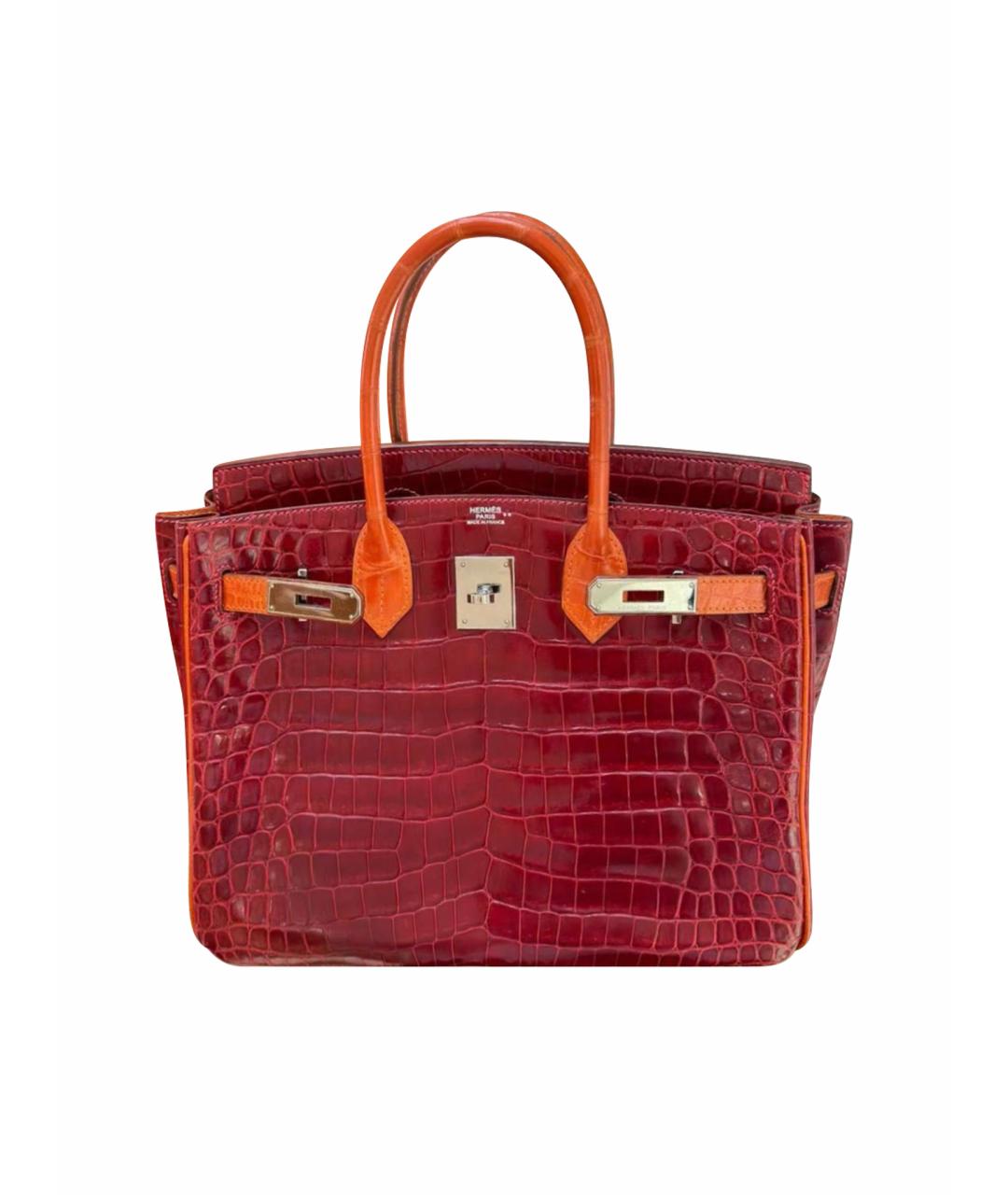 HERMES Красная кожаная сумка с короткими ручками, фото 1