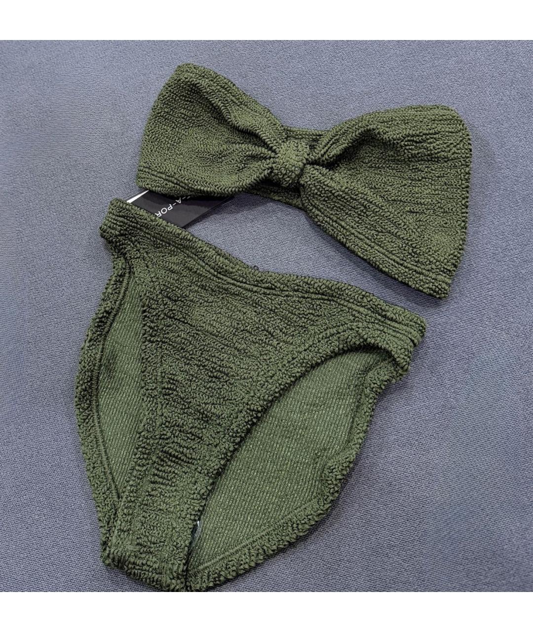 HUNZA G Хаки полиамидовый купальник, фото 2