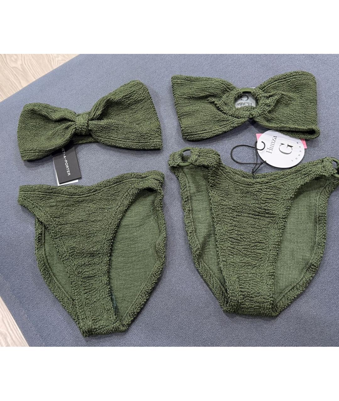 HUNZA G Хаки полиамидовый купальник, фото 3