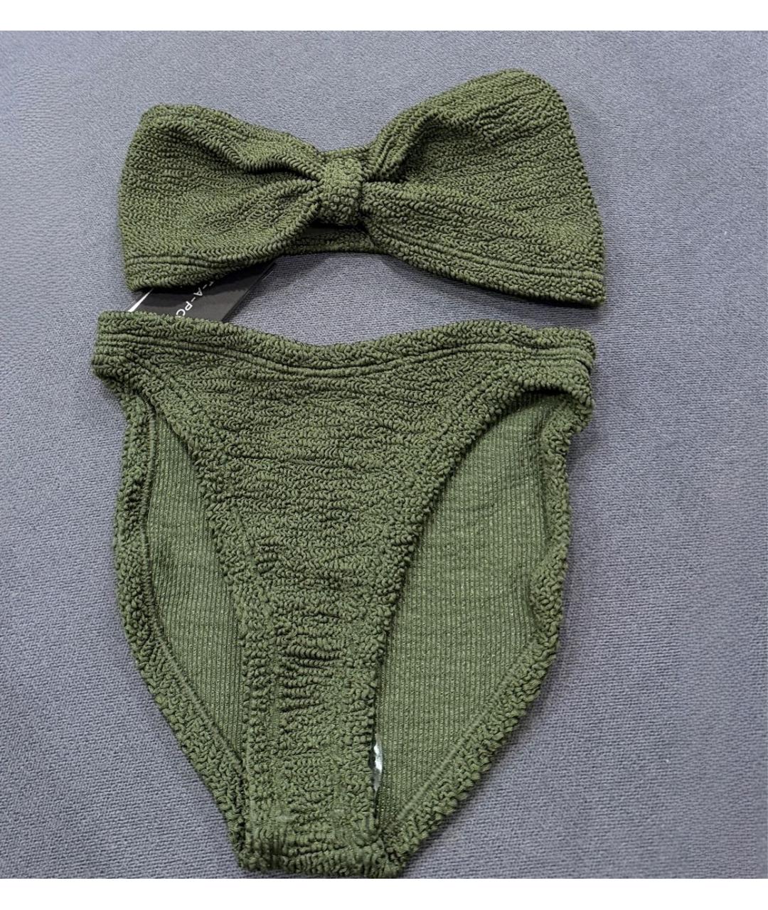 HUNZA G Хаки полиамидовый купальник, фото 4