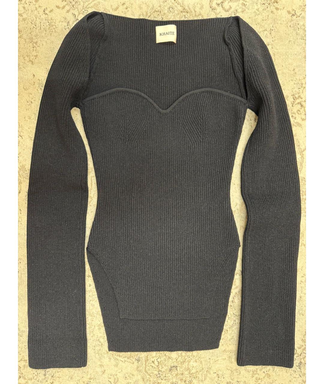KHAITE Черный вискозный джемпер / свитер, фото 2