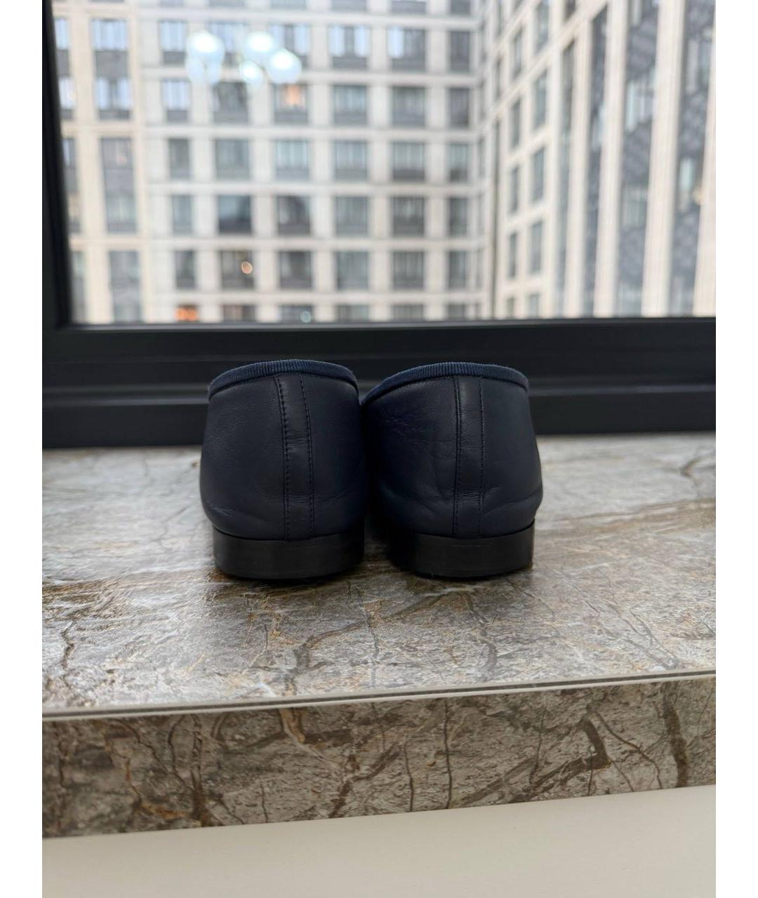 CHANEL Темно-синие кожаные балетки, фото 4