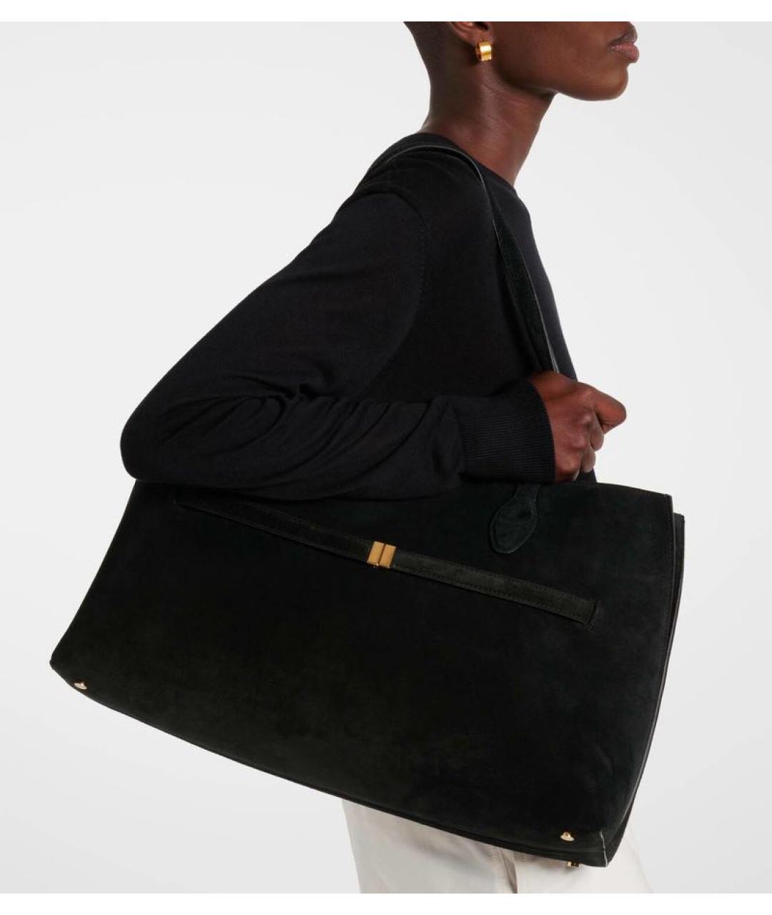 TOTEME Черная замшевая сумка с короткими ручками, фото 2