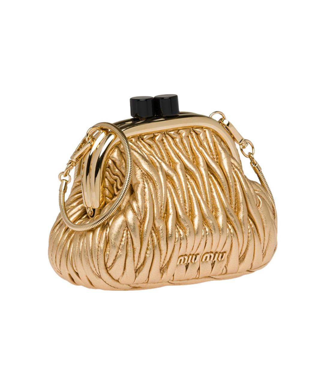 MIU MIU Золотая кожаная сумка через плечо, фото 2
