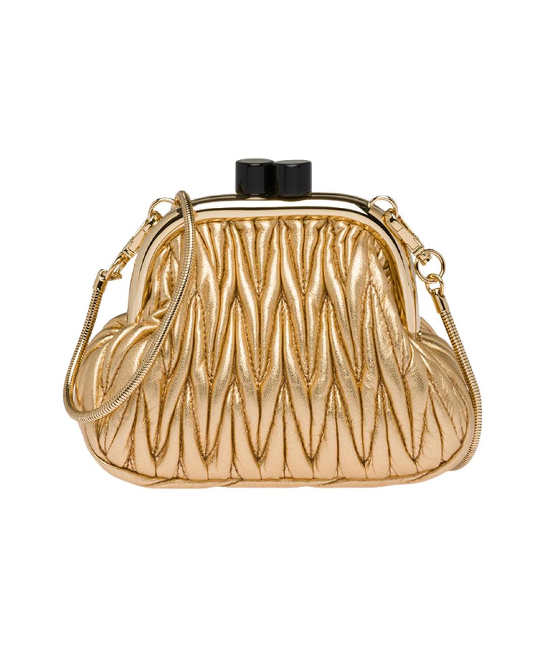 MIU MIU Золотая кожаная сумка через плечо, фото 3