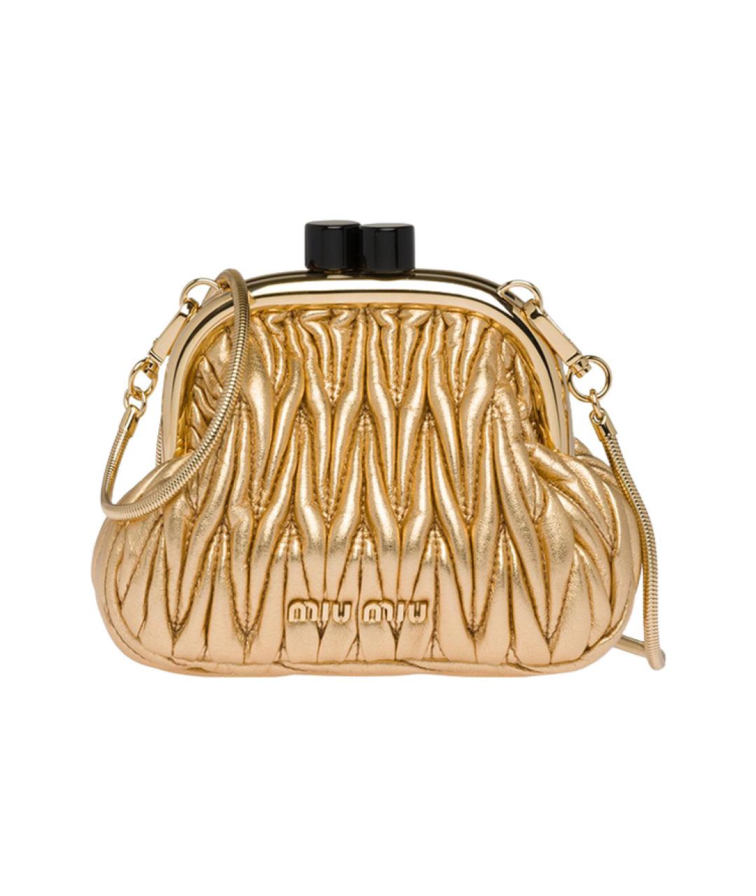 MIU MIU Золотая кожаная сумка через плечо, фото 1
