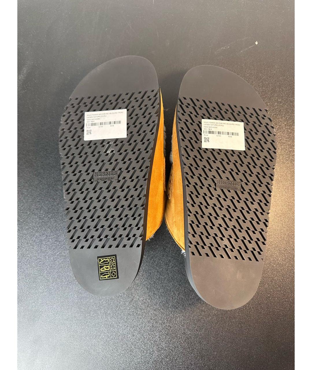 HERMES Оранжевое замшевые сабо, фото 5