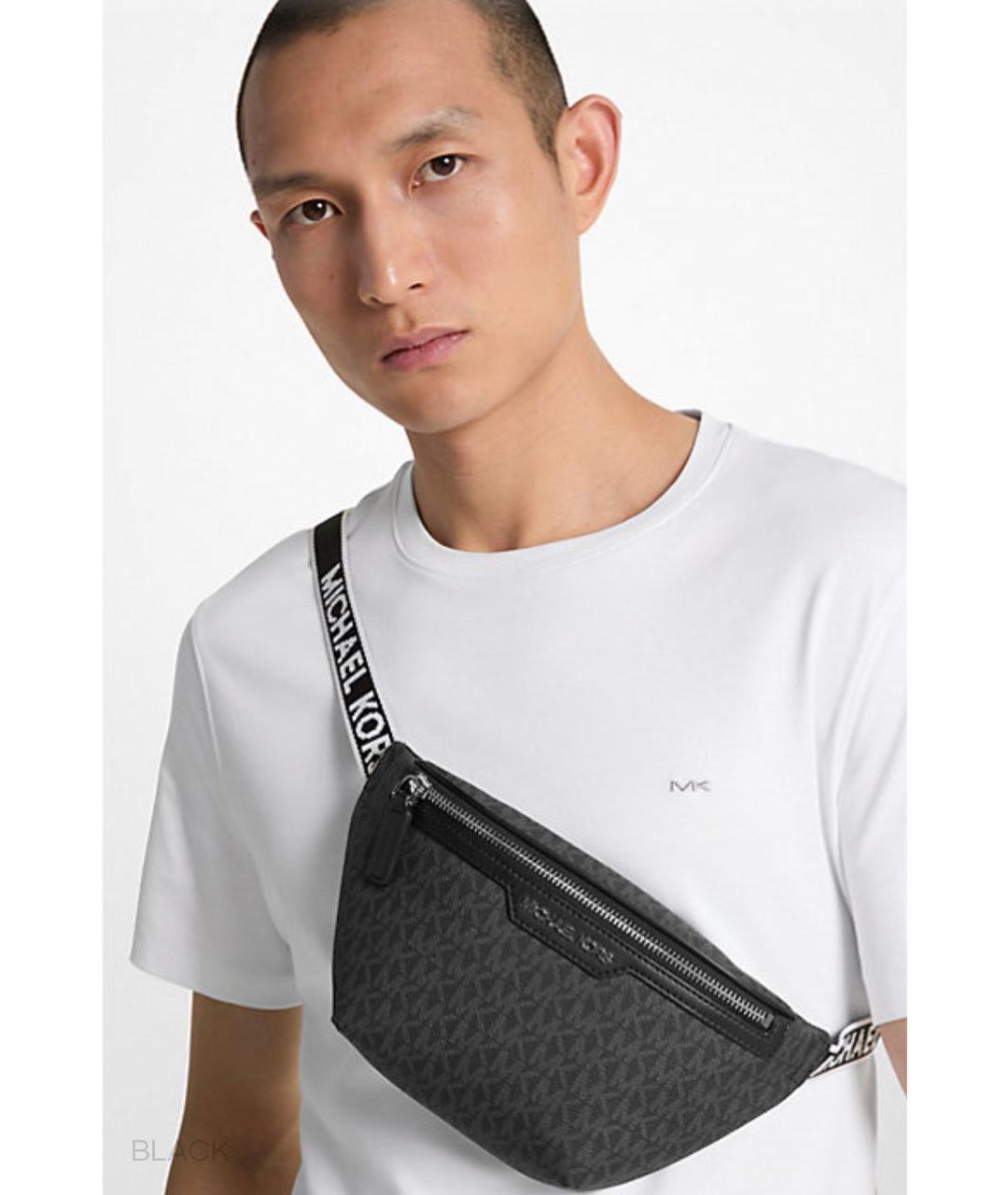 MICHAEL KORS Черная кожаная поясная сумка, фото 4