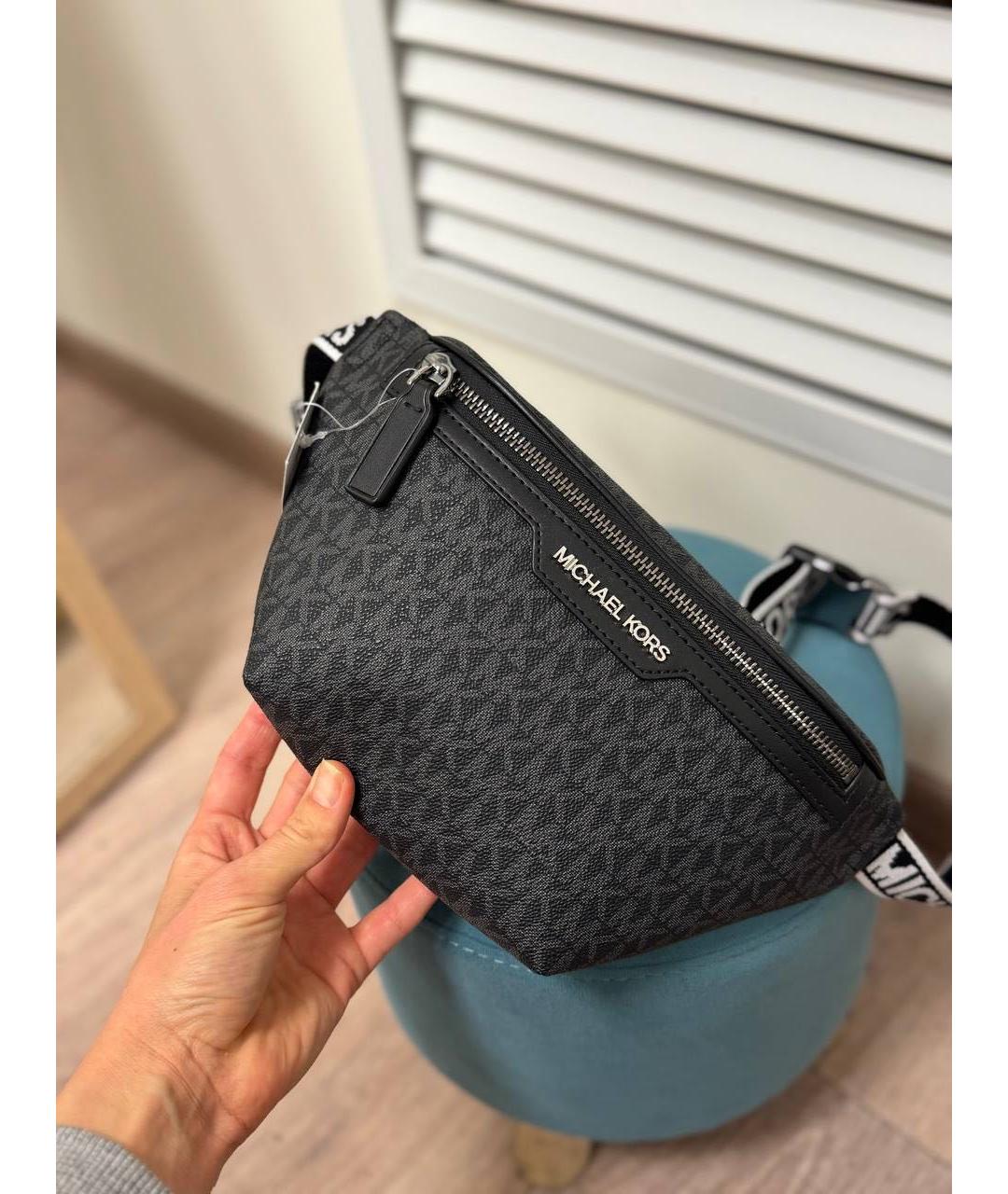 MICHAEL KORS Черная кожаная поясная сумка, фото 2